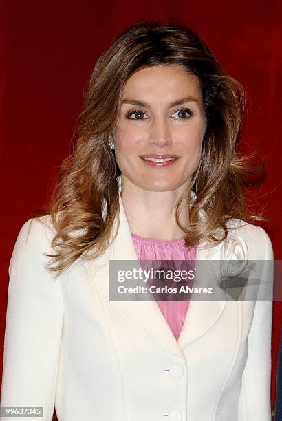 Princess Letizia of Spain attends "I Foro Espana Mexico" at the Cervantes Institute on May 17, 2010 in Madrid, Spain.