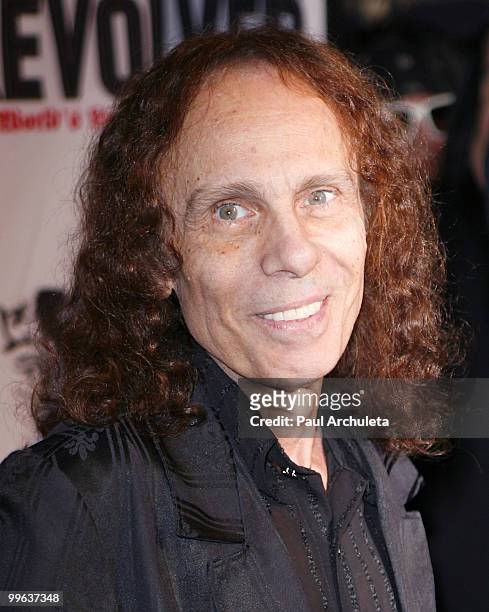 Musician Ronnie James Dio arrives at the 2nd annual Revolver Golden Gods Awards at Club Nokia on April 8, 2010 in Los Angeles, California.