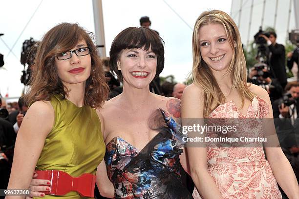 Singer and actress Lio poses with guests at the 'You Will Meet A Tall Dark Stranger' Premiere held at the Palais des Festivals during the 63rd Annual...