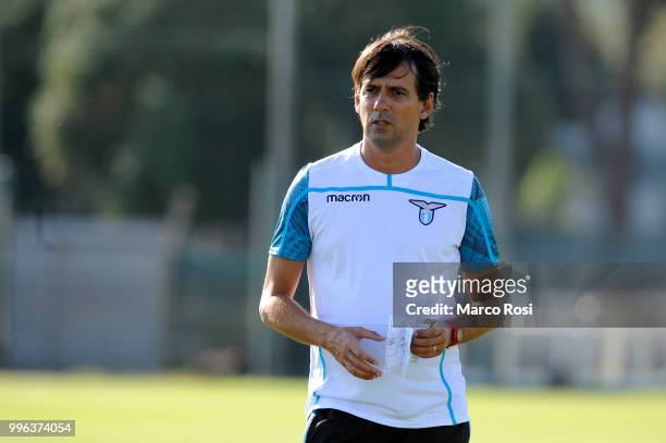 Lazio head coach Simone Inzaghi during the SS Lazio training session on July 11, 2018 in Rome, Italy.