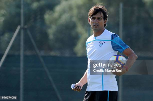 Lazio head coach Simone Inzaghi during the SS Lazio training session on July 11, 2018 in Rome, Italy.