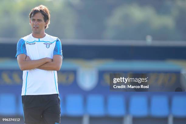 Lazio head coach Simone Inzaghi during the SS Lazio training session on July 11, 2018 in Rome, Italy.