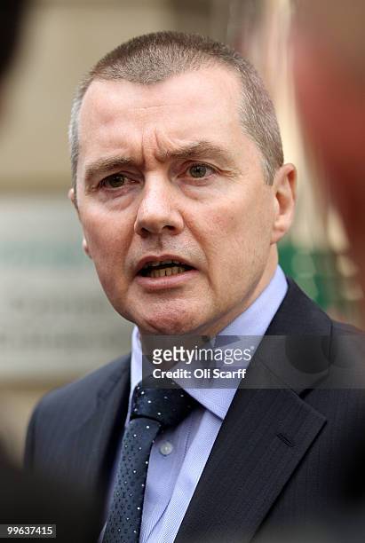 Willie Walsh, the Chief Executive of British Airways, speaks to journalists as he leaves the Department of Transport after holding talks with the...