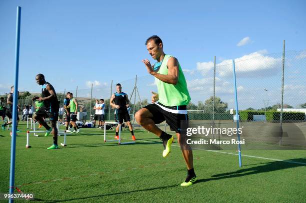 Stefan Radu of SS Lazio in action during the SS Lazio training session on July 11, 2018 in Rome, Italy.