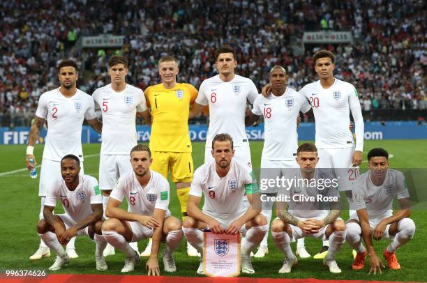 England pose gfor a team photo prior to the 2018 FIFA World Cup Russia Semi Final match between England and Croatia at Luzhniki Stadium on July 11,...
