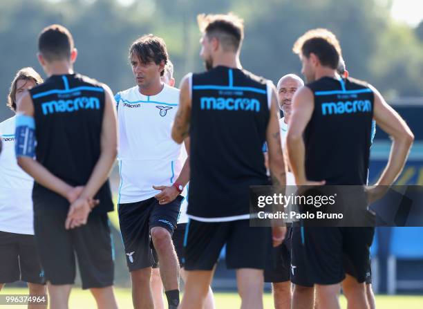 Lazio head coach Simone Inzaghi attends the SS Lazio training session on July 11, 2018 in Rome, Italy.