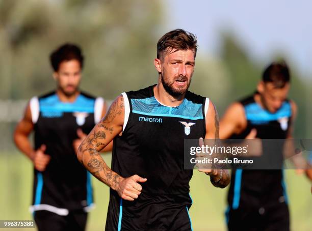 Francesco Acerbi of SS Lazio in action during the SS Lazio training session on July 11, 2018 in Rome, Italy.