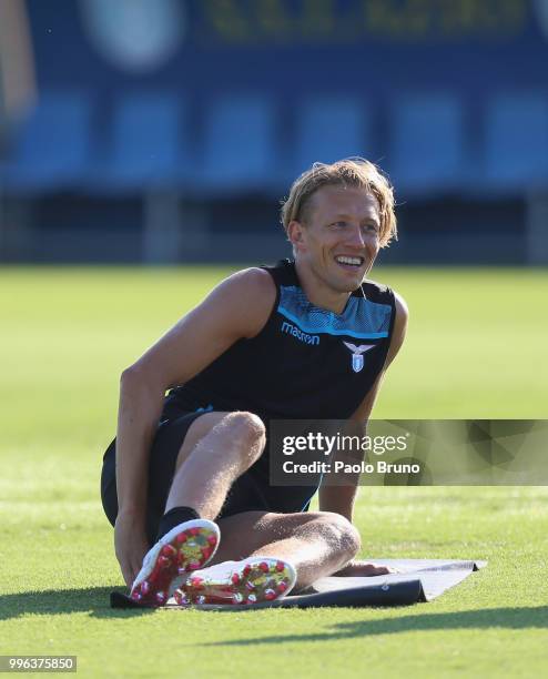 Lucas Leiva of SS Lazio in action during the SS Lazio training session on July 11, 2018 in Rome, Italy.