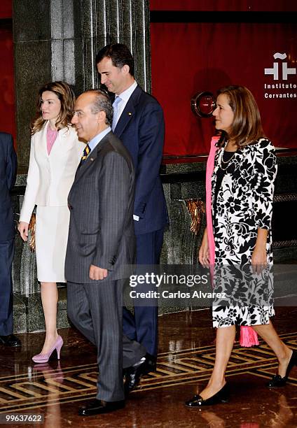 Princess Letizia of Spain, Prince Felipe of Spain, President of Mexico Felipe Calderon and his wife Margarita Zavala attend "I Foro Espana Mexico" at...