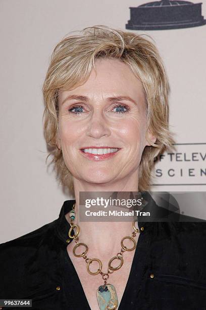 Jane Lynch arrives to the Academy Of Television Arts & Sciences' an evening with "GLEE" held at Leonard H. Goldenson Theatre on April 26, 2010 in...