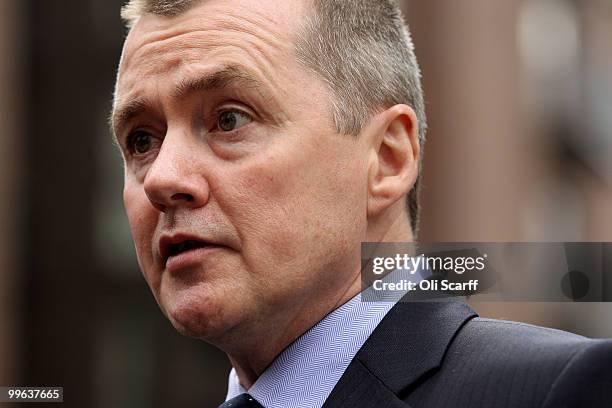 Willie Walsh, the Chief Executive of British Airways, speaks to journalists as he leaves the Department of Transport after holding talks with the...