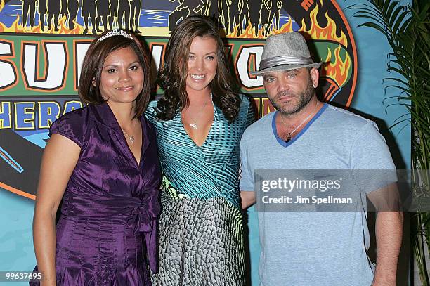 Sandra Diaz-Twine, Parvati Shallow and Russell Hantz attend the "Survivor: Heroes Vs Villains" finale reunion show at Ed Sullivan Theater on May 16,...