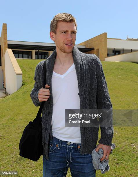 Per Mertesacker of the German National Team arrives at the Hotel Rocco Forte Verdura Golf & Spa Resort on May 17, 2010 in Sciacca, Italy.