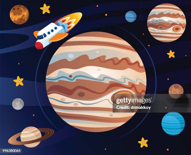 jupiter and spaceship - classical mythological character stock illustrations