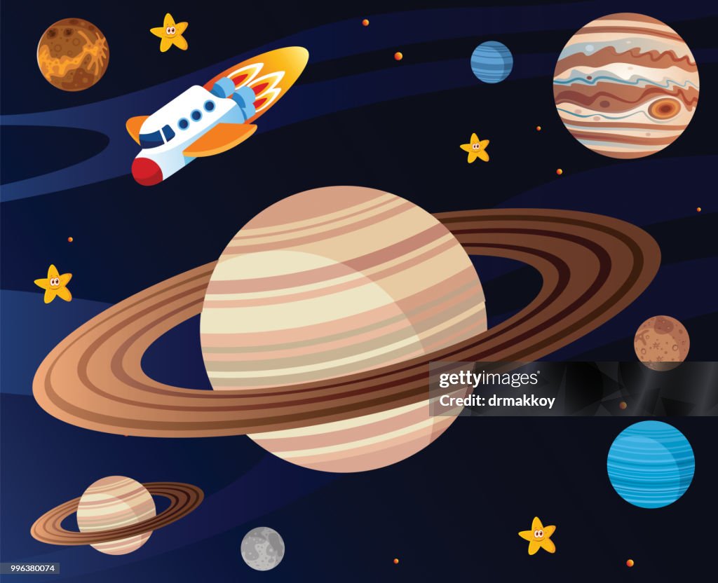 Saturn and Spaceship