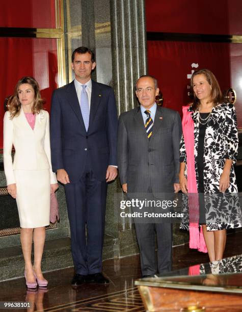 Princess Letizia of Spain, Prince Felipe of Spain, Mexican President Felipe Calderon and his wife Margarita Zavala attend the opening of the 'I Foro...