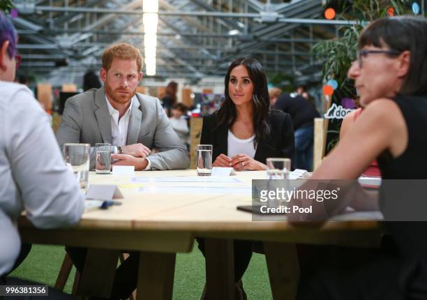 Harry, Duke of Sussex and Meghan, Duchess of Sussex visit the Dogpatch startup hub in Dublin on the final day of their trip to Ireland on July 11,...