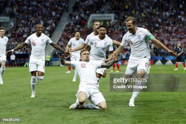 Ashley Young of England, Kieran Trippier of England, Jordan Henderson of England, Jesse Lingard of England, Harry Kane of England during the 2018...