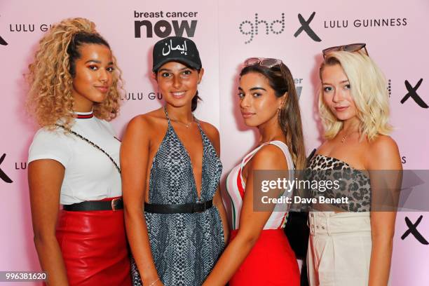 Yasmin Broom, Sophia Saffarian, Caroline Alvarez and Lauren Rammell of Four Of Diamonds attend the launch of the new ghd x Lulu Guinness collection,...