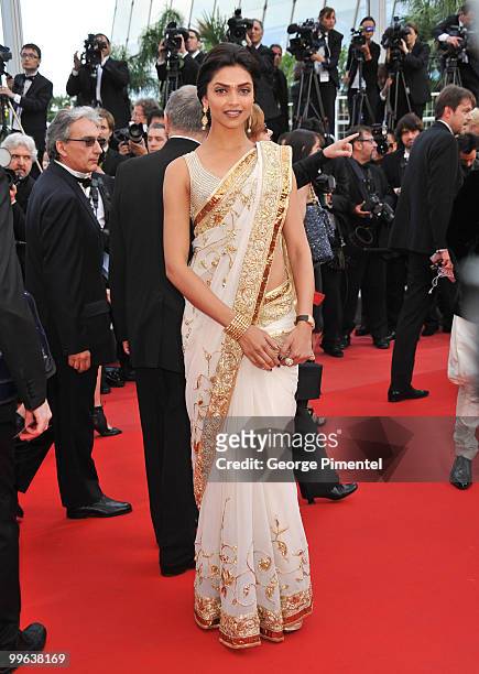 Actress Deepika Padukone attends the "On Tour" Premiere at the Palais des Festivals during the 63rd Annual Cannes Film Festival on May 13, 2010 on...