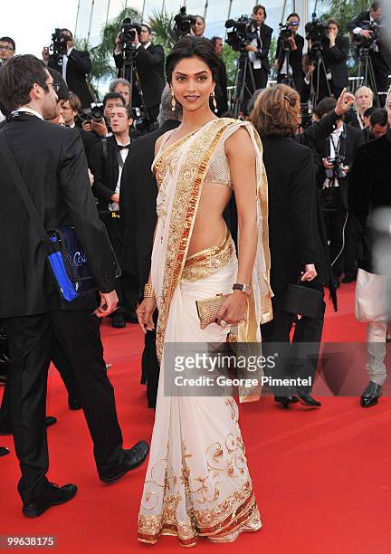Actress Deepika Padukone attends the "On Tour" Premiere at the Palais des Festivals during the 63rd Annual Cannes Film Festival on May 13, 2010 on...