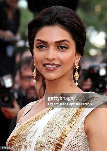 Deepika Padukone attends the Premiere of 'On Tour' at the Palais des Festivals during the 63rd Annual International Cannes Film Festival on May 13,...