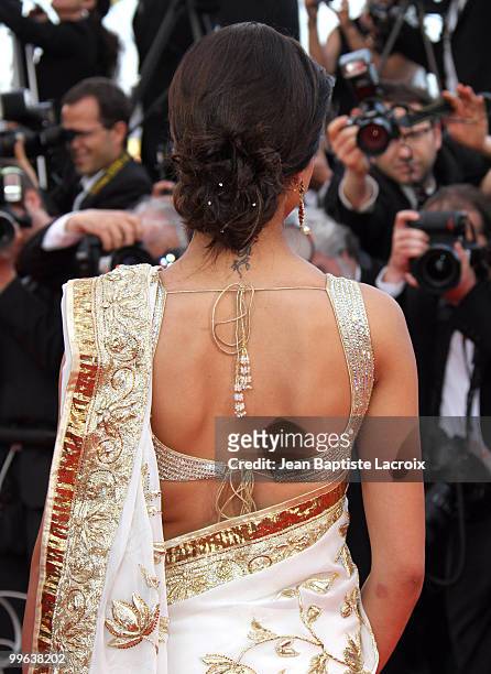 Deepika Padukone attends the Premiere of 'On Tour' at the Palais des Festivals during the 63rd Annual International Cannes Film Festival on May 13,...