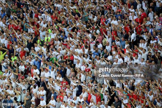England fans watch the 2018 FIFA World Cup Russia Semi Final match between England and Croatia at Luzhniki Stadium on July 11, 2018 in Moscow, Russia.