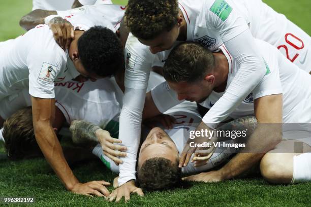 Ashley Young of England, Kieran Trippier of England, Jordan Henderson of England, Jesse Lingard of England, Harry Kane of England during the 2018...