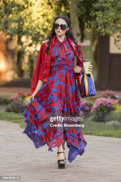 Stacey Bendet Eisner, chief executive officer and creative director Alice + Olivia Clothing Co., arrives for a morning session of the Allen & Co....