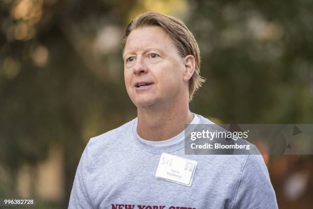 Hans Vestberg, chief technical officer of Verizon Communications Inc., arrives for a morning session of the Allen & Co. Media and Technology...