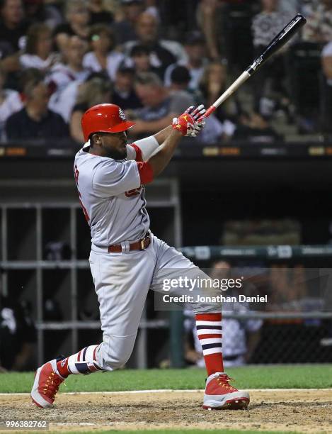 Dexter Fowler of the St. Louis Cardinalshits a grand slam home run in the 6th inning against the Chicago White Sox at Guaranteed Rate Field on July...
