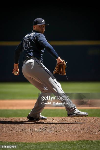 Sean Newcomb of the Atlanta Braves pitches in the second inning against the Milwaukee Brewers at Miller Park on July 8, 2018 in Milwaukee, Wisconsin.