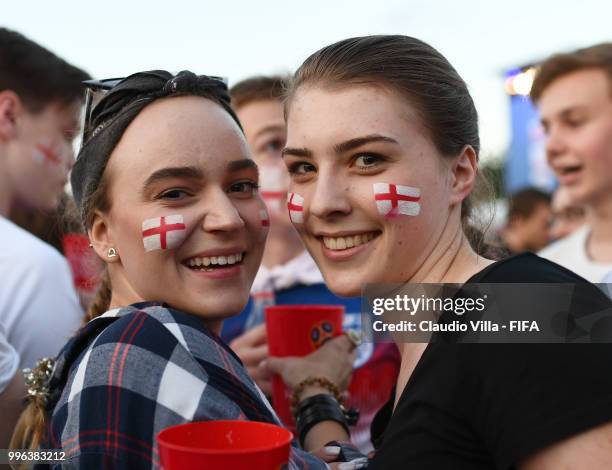 English fans react during the 2018 FIFA World Cup Russia Semi Final match between England and Croatia at Luzhniki Stadium on July 11, 2018 in Moscow,...