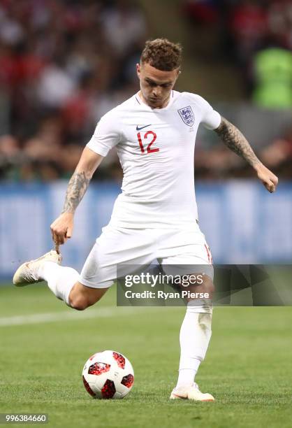 Kieran Trippier of England in actin during the 2018 FIFA World Cup Russia Semi Final match between England and Croatia at Luzhniki Stadium on July...