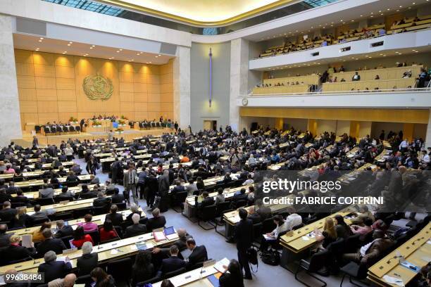 Geneval view of the WHO World health assembly's annual meeting on May 17, 2010 at the UN Offices in Geneva. Health experts are hoping that the WHO's...