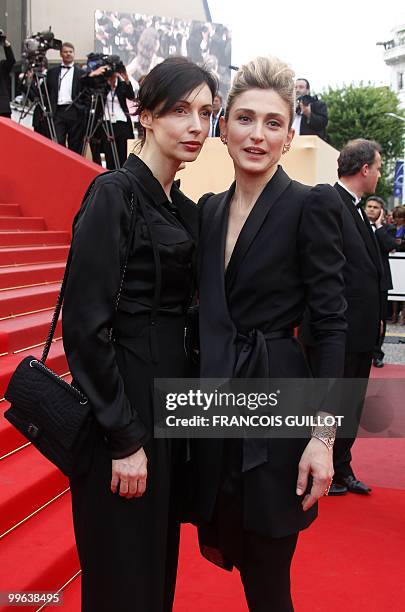 French actress Julie Gayet and former model and actress Geraldine Maillet arrive for the screening of "La Princesse de Montpensier" presented in...