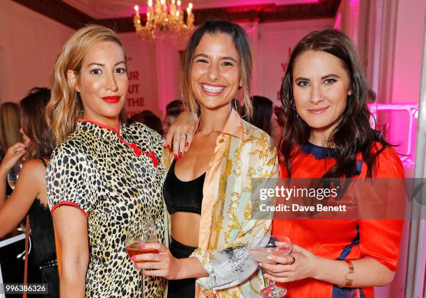 Laura Pradelska, Lara Fraser and Kat Shoob attend the launch of the new ghd x Lulu Guinness collection, which raises money for Breast Cancer Now, at...