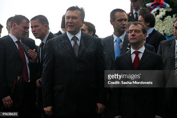 Russian President Dmitry Medvedev and President of Ukraine Viktor Yanukovych attend a ceremony to mark the 1932-1933 Soviet famine known as Golodomor...
