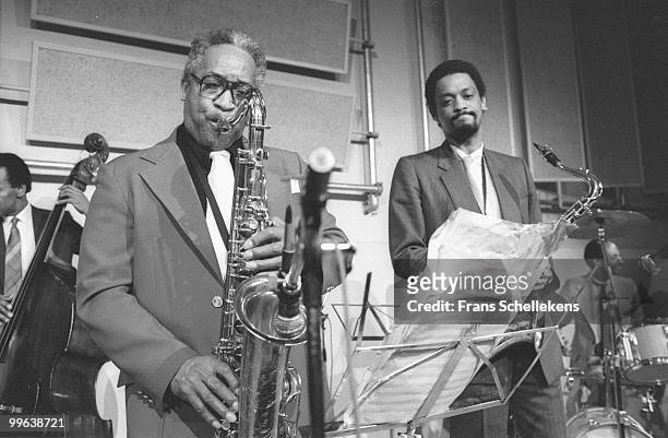 Von Freeman and son Chico Freeman perform live on stage at Bimhuis in Amsterdam, Netherlands on March 07 1985