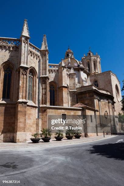 cathedral in catalonia town, spain - provincia de tarragona fotografías e imágenes de stock