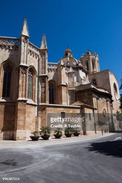 cathedral in catalonia town, spain - tarragona province stock pictures, royalty-free photos & images
