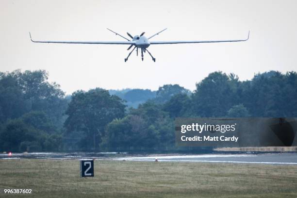 General Atomics Aeronautical Systems Inc SkyGuardian remotely piloted aircraft arrives at RAF Fairford after completing the first transatlantic...