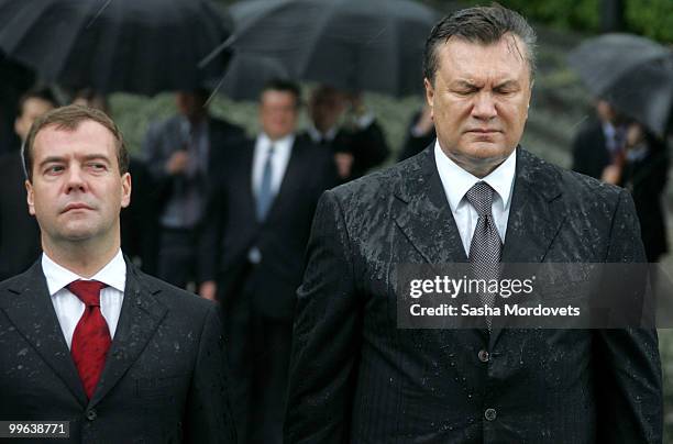Russian President Dmitry Medvedev and President of Ukraine Viktor Yanukovych attend a ceremony to mark the 1932-1933 Soviet famine known as Golodomor...