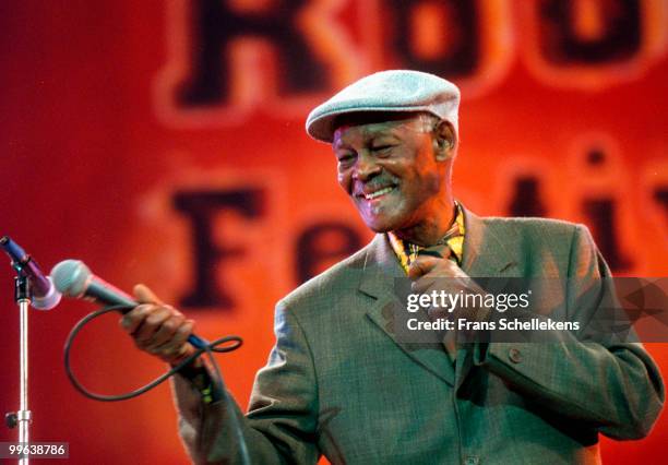 Ibrahim Ferrer performs live on stage with the Buena Vista Social Club at Concertgebouw in Amsterdam, Netherlands on June 12 1998