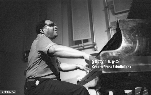Blind pianist Herman Foster performs live with the Lou Donaldson quartet at Bimhuis in Amsterdam, Netherlands on July 04 1985