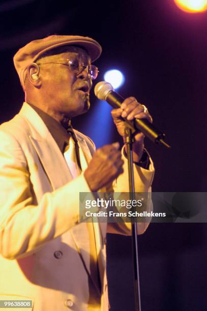 Ibrahim Ferrer performs live on stage with the Buena Vista Social Club at the North Sea Jazz Festival in The Hague, Holland on July 12 2003