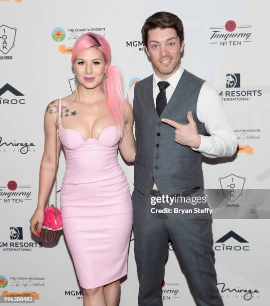 Annalee Belle and actor and television personality J.D. Scott attends the 5th Anniversary gala for the Coach Woodson Invitational presented by MGM...