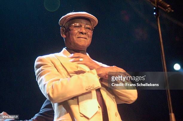 Ibrahim Ferrer performs live on stage with the Buena Vista Social Club at the North Sea Jazz Festival in The Hague, Holland on July 12 2003