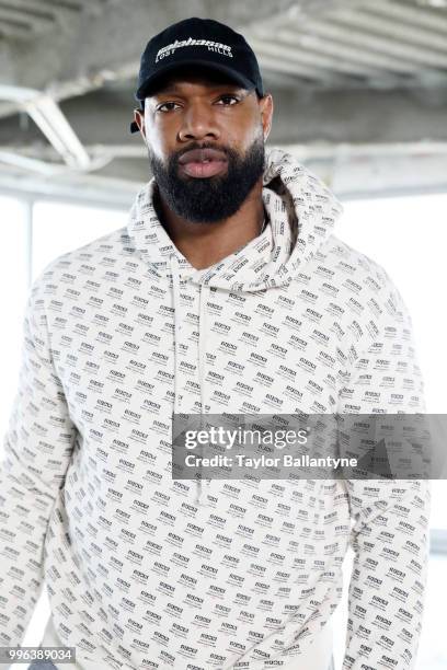 Fashionable 50: Portrait of Green Bay Packers tight end Marcedes Lewis posing during photo shoot at 7 World Trade Center. New York, NY 4/7/2018...